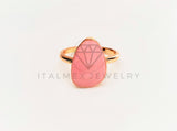 Anillo Dama de Lujo - 103372 - Diseño Resina Rosa Pastel Oro Laminado 18K