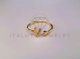 Anillo Dama de Lujo -103769 - Diseño Inicial "V" CZ Clara Oro Laminado 18K