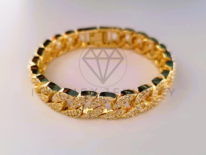 Pulsera de Lujo - 103771 - Diseño Cubana Circonia Clara Oro Laminado 18K