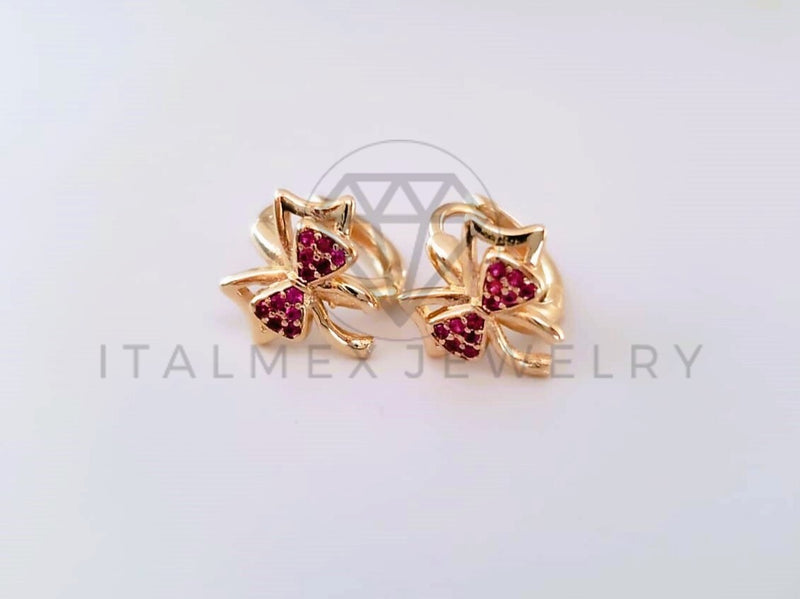 Arete de Lujo - 103844 - Diseño Moño CZ Rosa Oro Laminado 18K