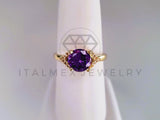 Anillo de Lujo - 103890 - Anillo CZ Morada Redonda Oro Laminado 18K