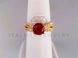 Anillo de Lujo - 103895 - Anillo CZ Roja Pavé Oro Laminado 18K