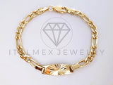 Pulsera Elegante - 104000 - Esclava Figaro Placa Estrella Diamantada Oro Laminado 18K