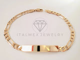 Pulsera de Lujo - 105286 - Esclava Figaro Placa Lisa 5mm - Oro Laminado 18K