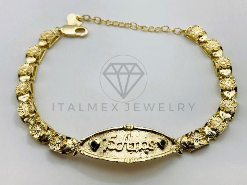 Pulsera de Lujo - 105644 - Esclava Placa 15 Años Dorada Oro Laminado 18K