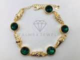 Pulsera de Lujo - 105634 - Pulsera San Judas y Circonia Verde Oro Laminado 18K