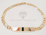 Pulsera de Lujo - 105286 - Esclava Figaro Placa Lisa 5mm - Oro Laminado 18K