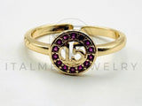 Anillo de Dama - 105572 - Anillo 15 Años Circonia Rosa Oro Laminado 18K