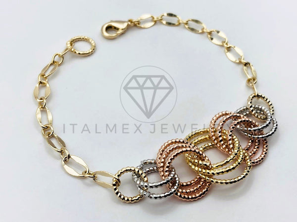 Pulsera de Lujo - 106211 -Pulsera Aros Entrelazados 3 Oros- Oro Laminado