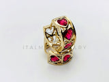 Arete de Lujo - 106151 - Huggie Corazones Circonia Roja - Oro Laminado 18K