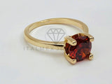 Anillo de Dama - 106098 - Anillo Solitario con Circonia Roja - Oro Laminado