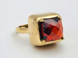 Anillo de Dama - 106104 - Anillo Circonia Extra Grande Roja - Oro Laminado