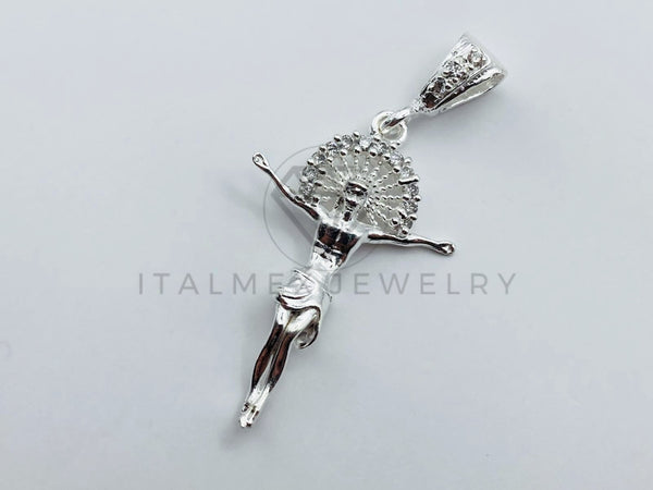 Dije de Lujo - 106266 - Dije Cristo con Circonia - Plata .925