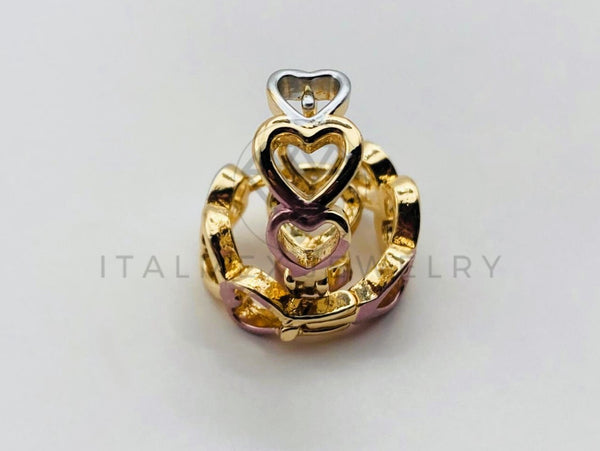 Arete de Lujo - 106002 -Huggie Corazones 3 Oros - Oro Laminado 18K