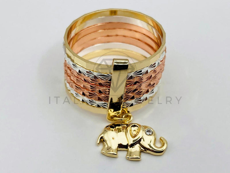 Anillo de Lujo - 103900 - Anillo Semanario Elefante Diamantado Oro Laminado 18K