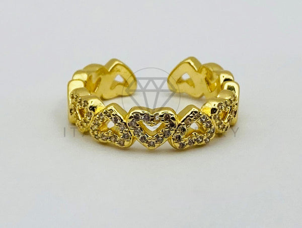 Anillo de Dama - 106029 - Anillo Corazones con Circonia Clara Oro Laminado 18K