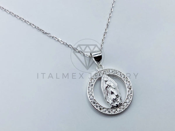 Collar de Lujo - 105949 - Collar Virgen de Guadalupe Circonia Clara Plata .925