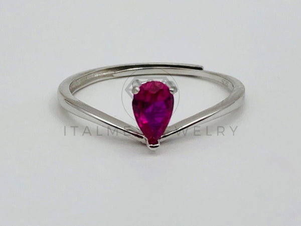 Anillo de Dama - 104710 - Anillo Solitario Gota Circonia Rosa - Plata .925