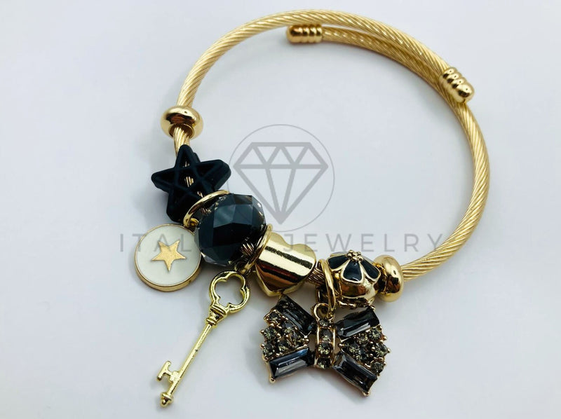 Pulsera de Lujo - 105843 - Pulsera PDR Sombreros y Moños Negros Oro Laminado 18K