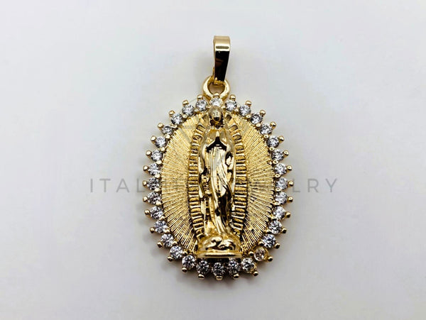 Dije de Lujo - 102763 - Dije Virgen de Guadalupe Circonia Clara - Oro Laminado 18K