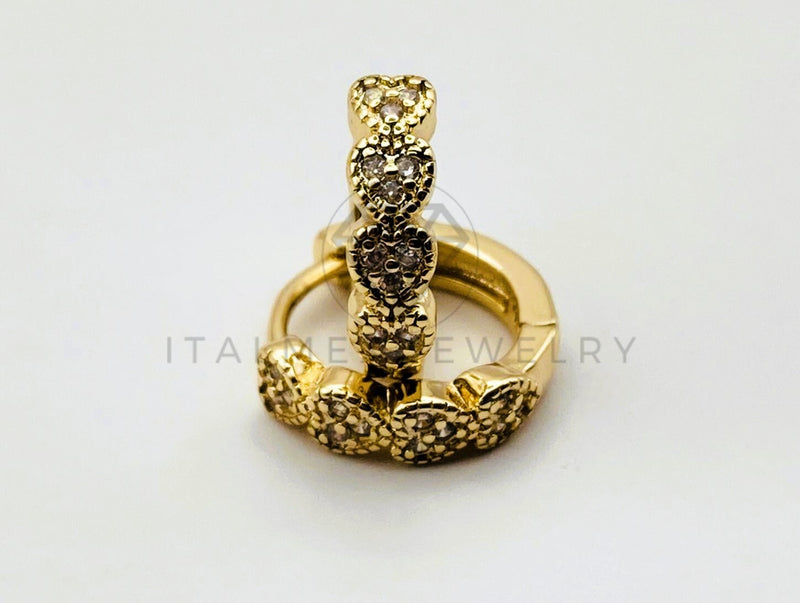 Arete de Lujo - 106126 - Huggie Corazon Circonia Clara - Oro Laminado 18K