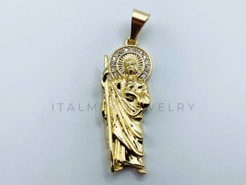 Dije de Lujo - 105702 - Dije San Judas Circonia Clara Chico Oro Laminado 18K