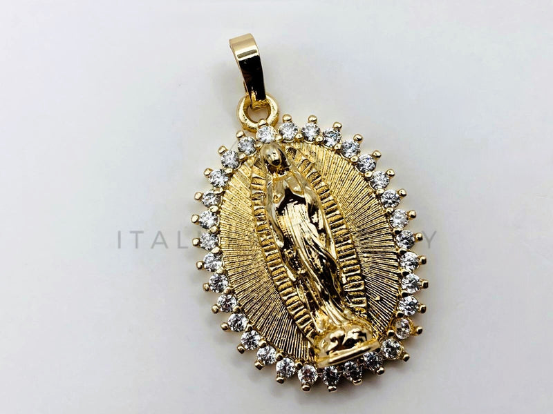 Dije de Lujo - 102763 - Dije Virgen de Guadalupe Circonia Clara - Oro Laminado 18K