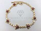 Pulsera de Lujo - 106217 -Pulsera Mariposas y Ojo Turco Rojo - Oro Laminado