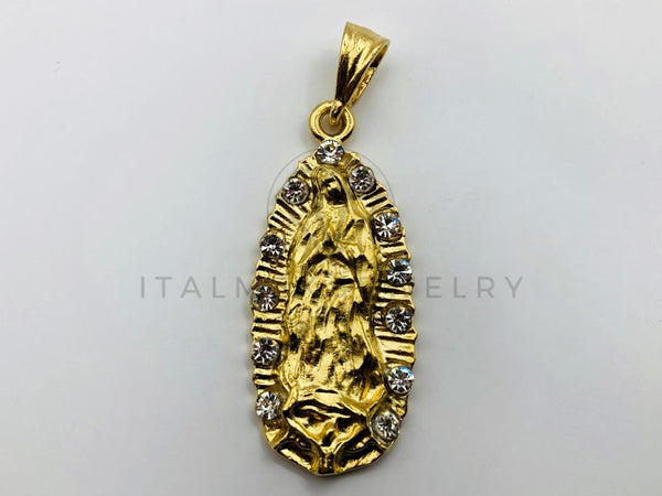 Dije Religioso - 100442 - Virgen de Guadalupe con Circonia Clara Oro Laminado 18K