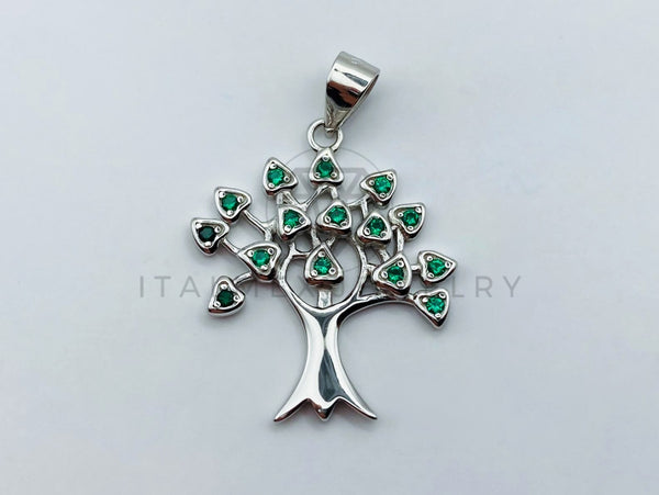 Dije de Lujo - 106070 - Dije Arbol de la Vida Circonia Verde - Plata .925