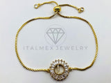 Pulsera Ajustable - 102637 - Diseño de Inicial "L" Circonia Clara - Oro Laminado 18K