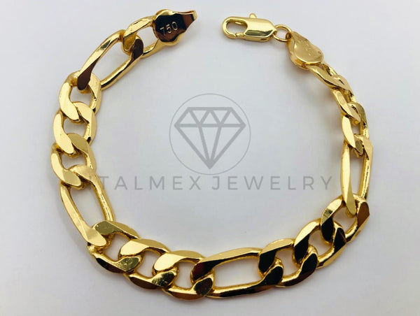 Pulsera de Lujo - 104422 - Diseño Figaro Clasica 10mm/7 Pulgadas - Oro Laminado 18K