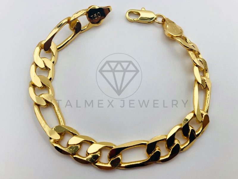 Pulsera de Lujo - 104422 - Diseño Figaro Clasica 10mm/7 Pulgadas - Oro Laminado 18K