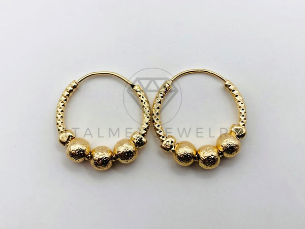 Arete de Lujo - 105992- Arracada Bolitas Arenadas 2cm - Oro Laminado 18K