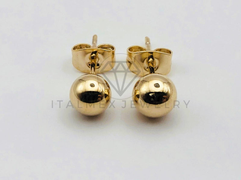 Arete de Lujo - 106168 - Broquel Bola Lisa - Oro Laminado 18K