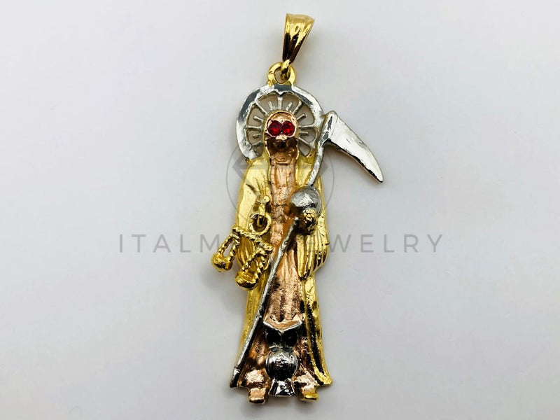 Dije de Lujo - 104184 - Santa Muerte Con Circonia Tamaño Grande - Oro Laminado 18K