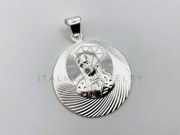 Dije Religioso - 102970 - Medalla Diamantada Virgen Maria Plata .925