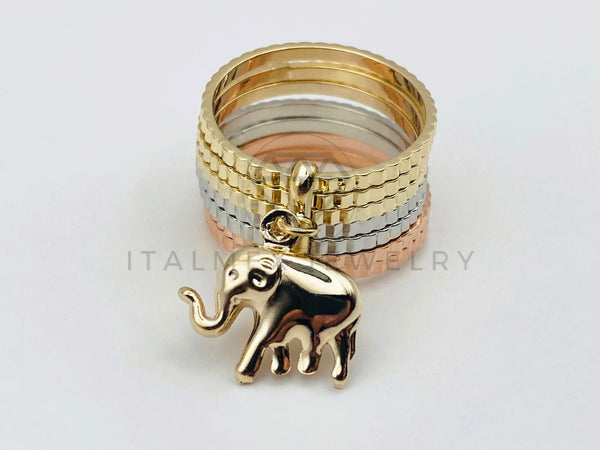 Anillo de Dama - 106107 - Anillo Semanario con Dije De Elefante - Oro Laminado