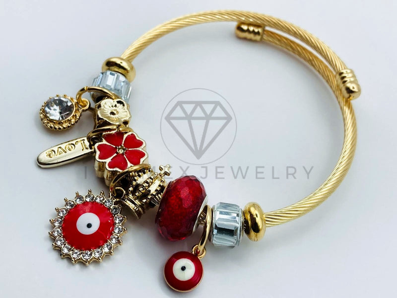 Pulsera de Lujo - 105847 - Pulsera PDR Ojo Turco Rojo Oro Laminado 18K