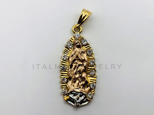 Dije Religioso - 100443 - Virgen de Guadalupe con Circonia Clara Oro Laminado 18K