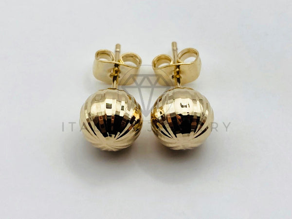 Arete de Lujo - 106078 - Diseño de Bola Diamantada 10mm - Oro Laminado 18K