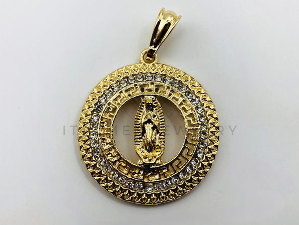 Dije de Lujo - 102262 - Medalla Virgen con Circonia Clara - Oro Laminado 18K