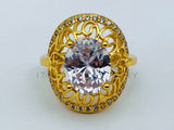 Anillo de Dama - 105762 - Anillo Solitario Floral Circonia Clara Oro Laminado 18K