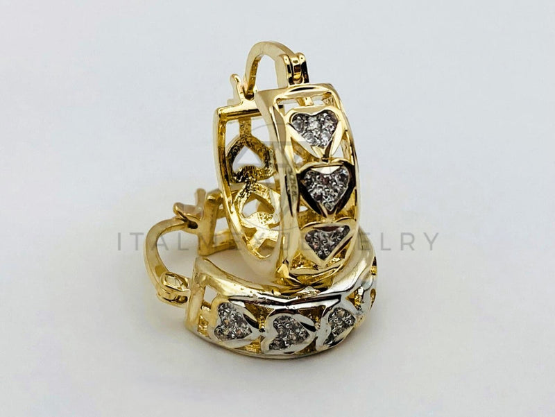 Arete de Lujo - 106133 - Huggie Corazon Circonia Clara - Oro Laminado 18K