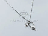 Collar de Lujo - 103641 - Estilo Alitas de Angel con Circonia Clara - Plata .925