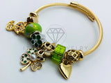 Pulsera de Lujo - 105849 - Pulsera PDR Trebol y Gato Circonia Clara Oro Laminado 18K