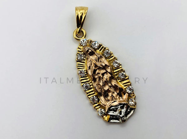 Dije Religioso - 100443 - Virgen de Guadalupe con Circonia Clara Oro Laminado 18K