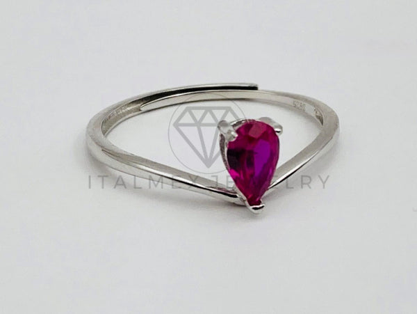 Anillo de Dama - 104710 - Anillo Solitario Gota Circonia Rosa - Plata .925