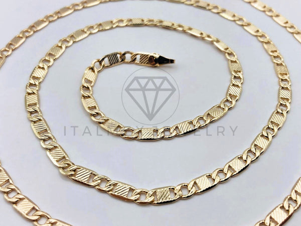 Cadena Clasica - 106171 - Estilo Gucci Rayada 3.5mm x 24 Pulgadas Dorada - Oro Laminado 18K