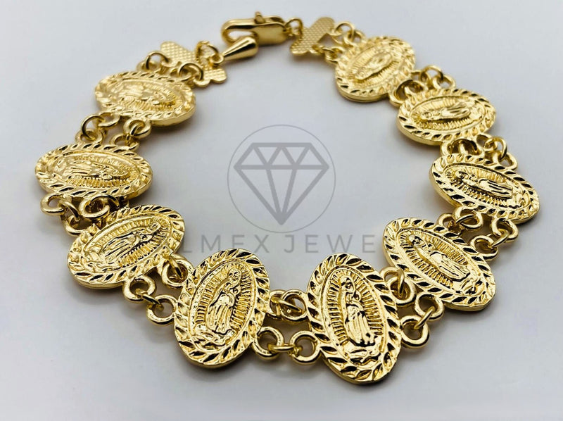 Pulsera de Lujo - 100186 - Diseño de Medallas de la Virgen de Guadalupe Oro Laminado 18K